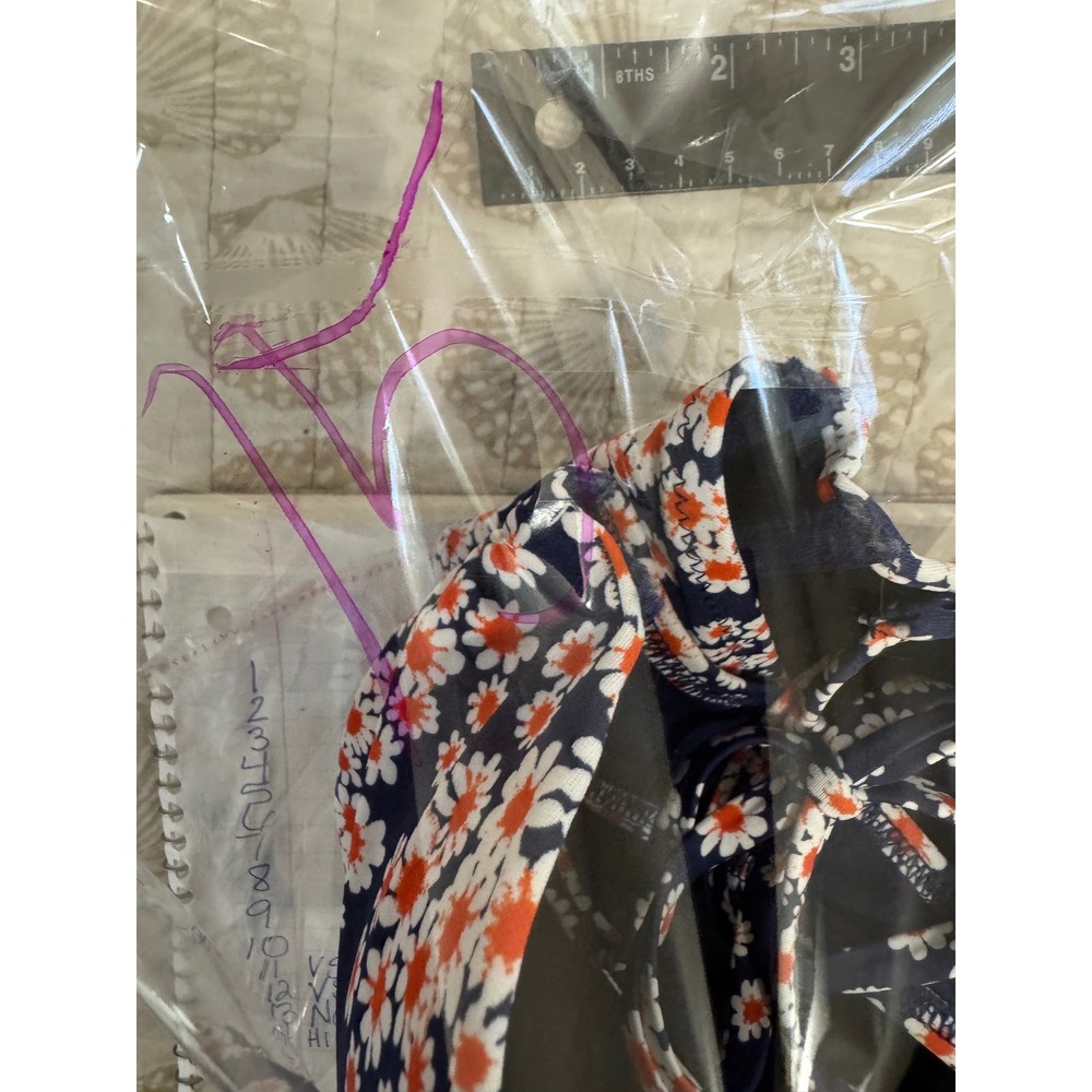Old Navy Womens Navy Blue Orange Daisy Floral Bandeau Halter Bikini Top‎ Medium - Picture 9 of 9